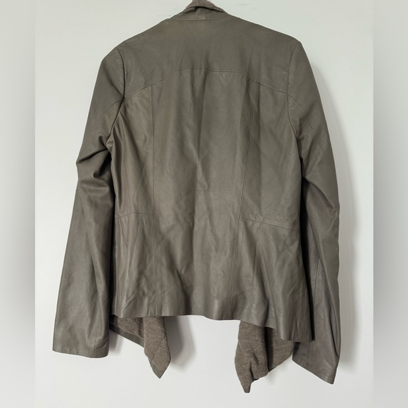 Vince Leather Jacket with Draped Collar - Picture 3 of 12